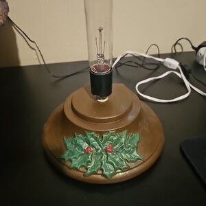 Vintage Hand Painted Ceramic Christmas Tree Base Large Holly